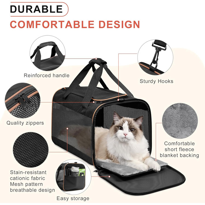 Чорна сумка-переноска для собак, ідеальна для подорожей, міцна та довговічна