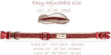 Pettsie dog bandana with collar and friendship bracelet, Adjustable sizes S, M, and L, Detachable bandana cloth, Attractive packaging included, Dog lover, L, Red