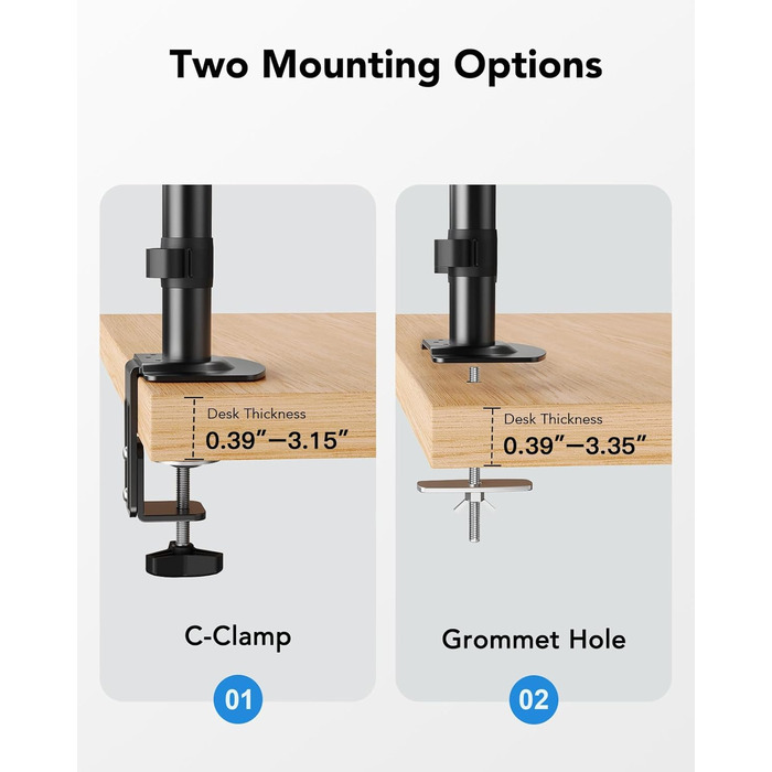Кріплення для монітора HUANUO на 2 монітори, 13-32 дюйми, регульована висота, довгий важіль, VESA 75/100 мм, вантажопідйомність 2-9 кг, для геймінгу