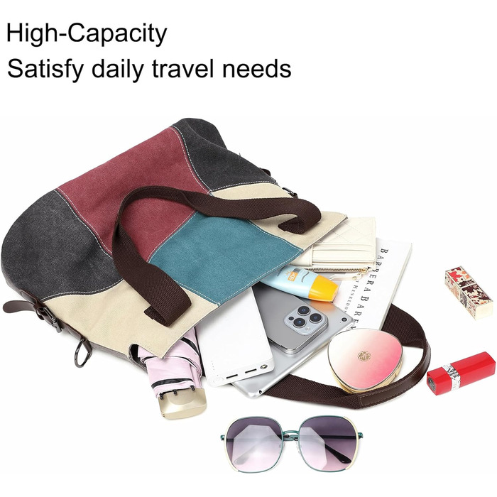 Сумка жіноча Canvas через плече Hobo великої місткості, повсякденна, для школи/шопінгу, ретро стиль (Червона)