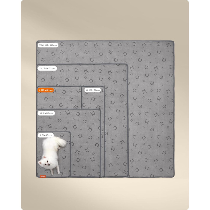 Водонепроникний килимок для собак Feandrea, 2 шт., 122 x 91 см, XL, антиковзаюча, вбираюча, для собак, котів, кроликів, сірий