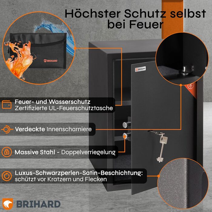 Сейф Tresor Business XL з ключовим замком, 50x35x36 см (ВxШxГ), Тітаново-сірий