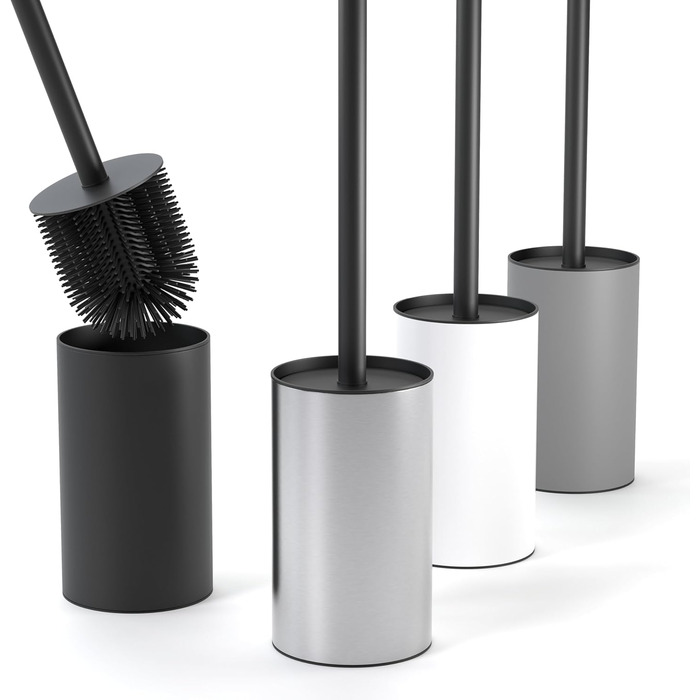 Торцева щітка для унітазу SAVEGA з нержавіючої сталі та захистом від бризок - сучасний дизайн, сріблястий колір