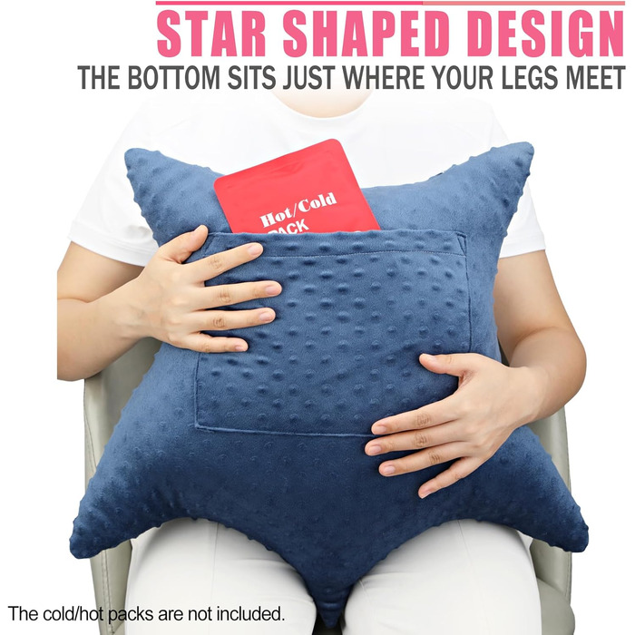 BNRendles Star-Shaped Hysterectomy Pillow for Abdominal Surgery with 2 Pockets, Hysterectomy Pillow, a Must-Have for Recovery, Post-Operation Gift, Abdominal Support Pillow, Minky Dot Denim Blue