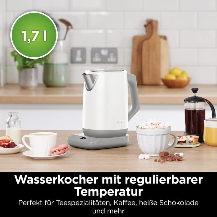 Ninja Perfect Temperature Kettle - 1.7L, LED Display, Rapid Boil & Adjustable Temperature, White