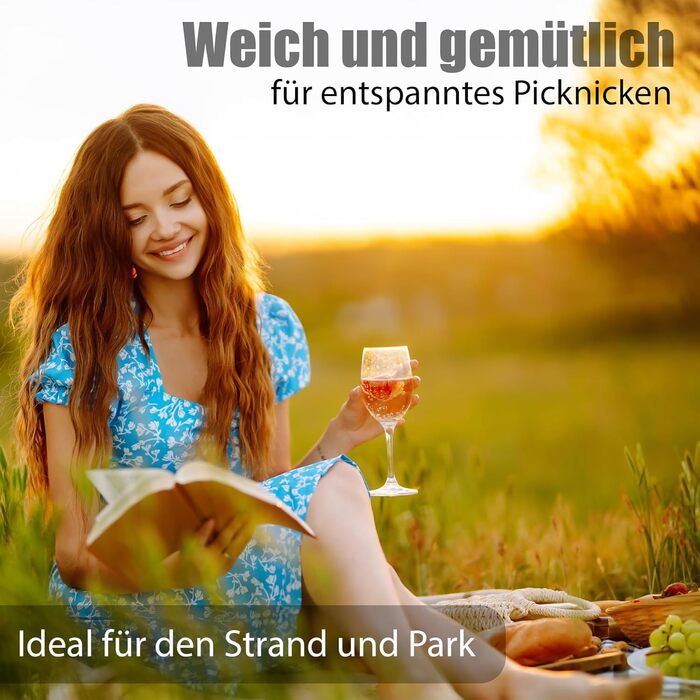 Плед для пікніка BigDean 200x200 см водонепроникний, клітинка блакитна - великий плед для пляжу, саду, парку