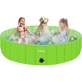 Foldable Dog Pool for Dogs, Dog Cushion Pool, Portable, for Dog Bath, Plastic, Large, Hard, Children's Pool (100 x 30 cm) (XLarge(160×30cm), Green)