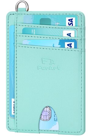 FurArt: RFID-захищене картхолдер/портмоне для чоловіків та жінок, чорний (S, Морська блакить)