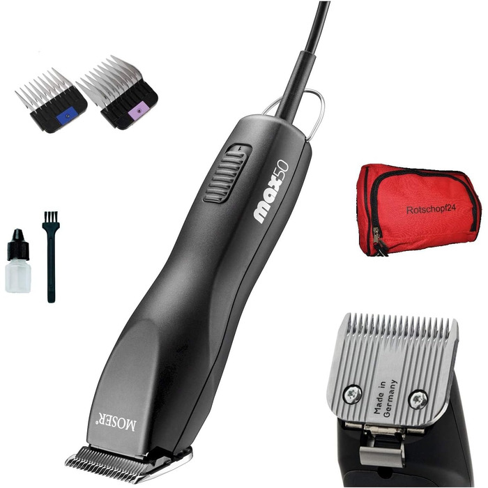 Професійна машинка для стрижки волосся Wahl Max 50+ Moser Rotschopf24 Edition з 2 металевими насадками та сумкою Rotschopf24. Краща за Moser Max 45+50!