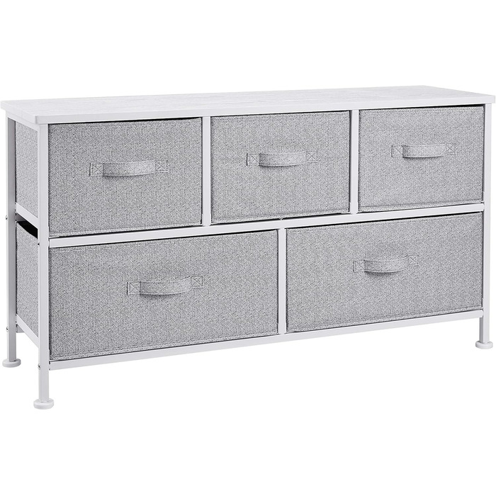Amazon Basics - Closet Storage Organizer with 5 Extra-Wide Fabric Drawers, White