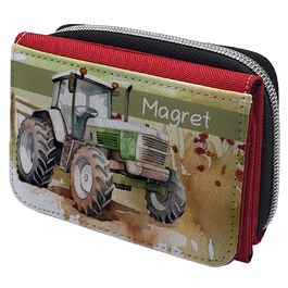 Wallet with name design (red, tractor)