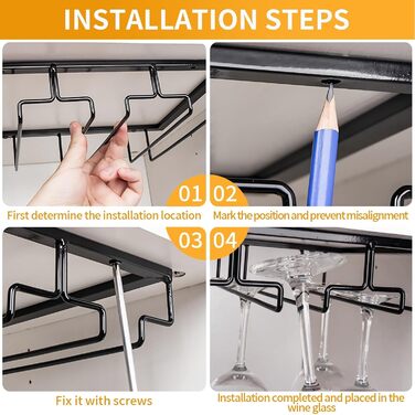 Підставка для келихів CIRULLI (2 шт.) - металева, на 4 келихи, для кухні, бару, ресторану, чорна