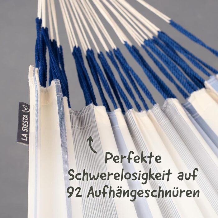 Гамак LA SIESTA® Brisa - класичний, ручної роботи з Колумбії, 160 см, блакитний, для дому та відпочинку на природі