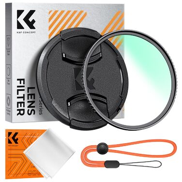 UV фільтр K&F Concept 49мм з кришкою та серветкою для об'єктива, 18-шарове нанопокриття Nano Klear