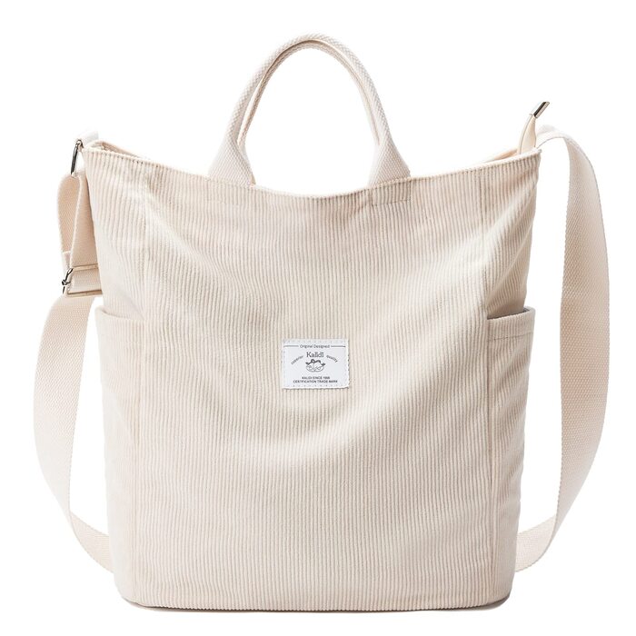 Сумка KALIDI Cord Shopper жіноча, велика, для школи, роботи, повсякденного використання, біла