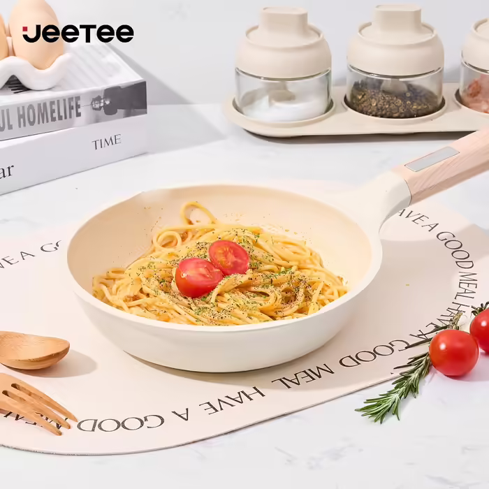 JEETEE Ceramic Cookware Set, 15-Piece, Non-Stick Granite Cookware Set, Slope Design, Induction Cookware Set, Cookware Set with Lid, Frying Pan, Saucepan, Stockpot, PFOS/PFOA Free, Grey