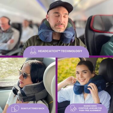 Подушка для шиї Cabeau Evolution Earth Deluxe з піною Memory Foam, чорна - найкраща підтримка голови, шиї та підборіддя