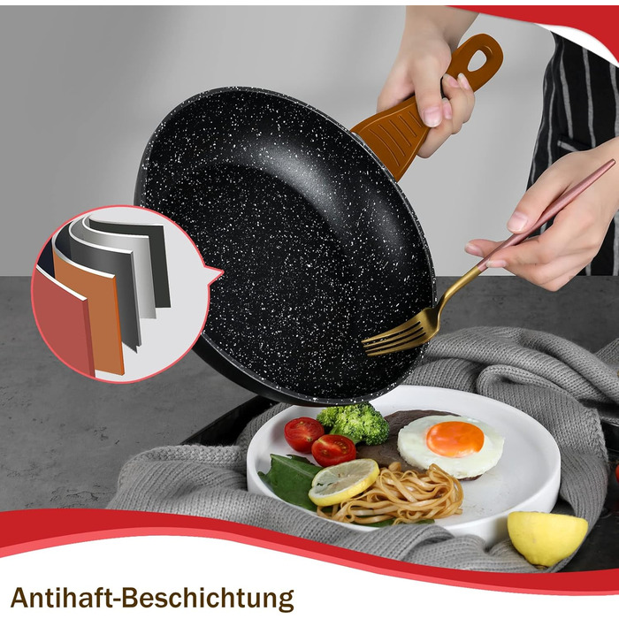 Набір посуду HOMELUX 10 предметів для індукційних плит з алюмінію з антипригарним покриттям, з кришками. Без PFOA.