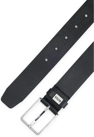 Чоловічий шкіряний ремінь BOSS Elio з логотипом, чорний