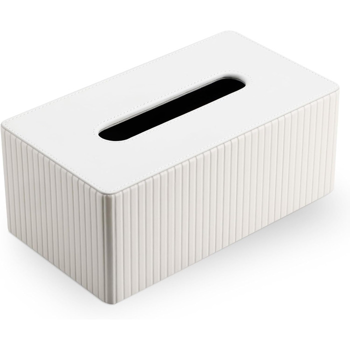 Коробка для серветок KingFOM з PU шкіри, біла, прямокутна – для вітальні, ванної кімнати та офісу
