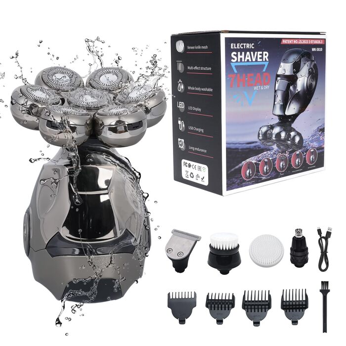 Машинка для гоління голови OSDUE чоловіча, водонепроникна, акумуляторна Type-C, для гладкої голови, магнітна, легка в очищенні, 60 хв роботи