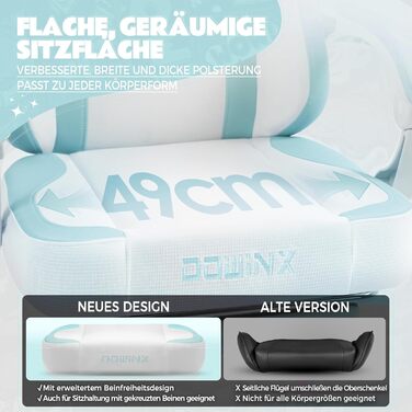 Ігровий крісло Dowinx з підніжкою, ергономічний, з дизайном лапок кота, тканинний, без крил, регульований, для дорослих, блакитний