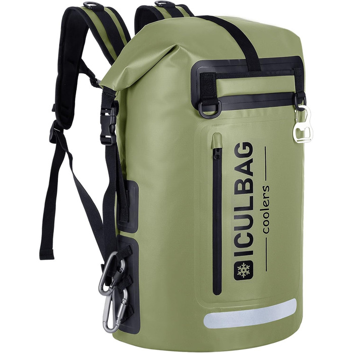 Рюкзак-холодильник Iculbag 35L для дорослих, 48 літрів, армійного кольору, для пляжу, кемпінгу та подорожей