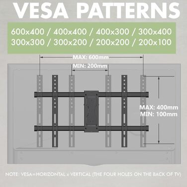 Настінний кріплення для телевізора 32-85 дюймів VESA 200x100-600x400 мм, поворотне, нахильне, висувне, для LED, OLED, плоских та curved телевізорів - до 60 кг