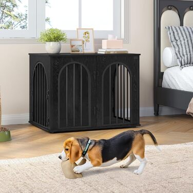 Клітка для собак Hzuaneri, 80 см, 3 двері, сучасний дизайн, чорний колір, для дому, міцна, 80 x 56 x 61 см, DFC85101B