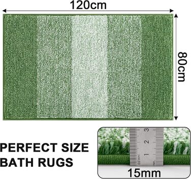 Килимок для дому та ванної кімнати SHACOS, 80 x 120 см, зелений. Антиковзка, швидковисихаюча, для входу та ванної кімнати