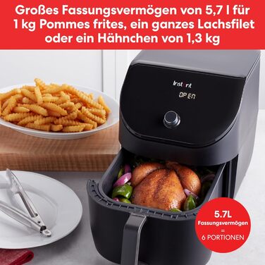 Instant Vortex Slim 5.7L Digital Air Fryer, Black, 5-in-1 Smart Programmable Air Fryer, Baking, Roasting, Grilling, Reheating - 1700W Large Digital Slim Design (5.7L)