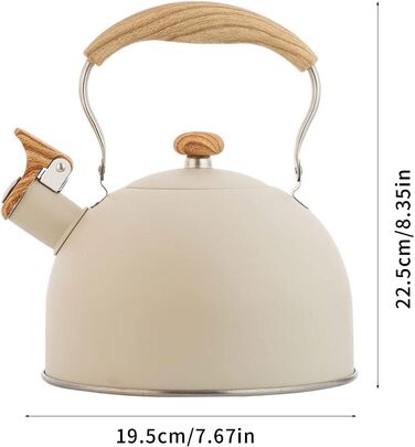 Чайник-свисток з нержавіючої сталі 2.5L | Ретро чайник-свисток для кухні, кемпінгу, газової плити | Чайник з дерев'яною ручкою, Induktion