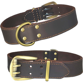 Нашийник для собак з натуральної шкіри, великих порід, XXL - міцний нашийник з латунною застібкою та D-подібним кільцем