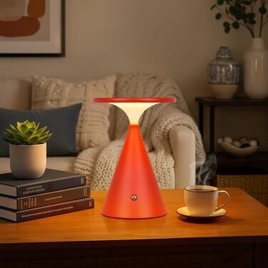 Настільна LED лампа акумуляторна бездротова, 4000mAh, димується, сенсорна, 3 кольори, для дому та вулиці, 2 в упаковці (Червона)