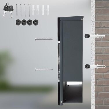 Поштовий ящик Monzana XXL з газетницею та оглядовим вікном, сталевий, антрацит, з замком та 2 ключами, для настінного монтажу