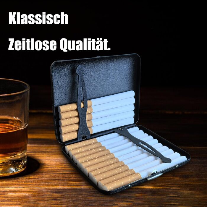 Металеве тютюнопакувальник для 20 цигарок, чорний матовий (2 шт.)