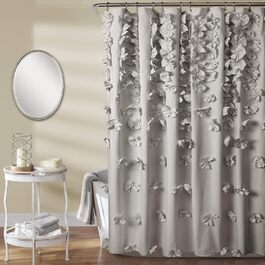 Шторка для душу Lush Decor Riley, 183x183 см, сіра, з бантиками, романтичний дизайн