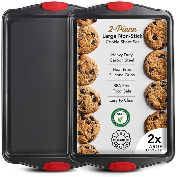 Набір форм для випічки, 39 шт., преміум-якість, антипригарне покриття, без BPA, для кексів, печива, тортів, сталеві листи для випічки, набір кухонного приладдя (2 великі форми, чорний)