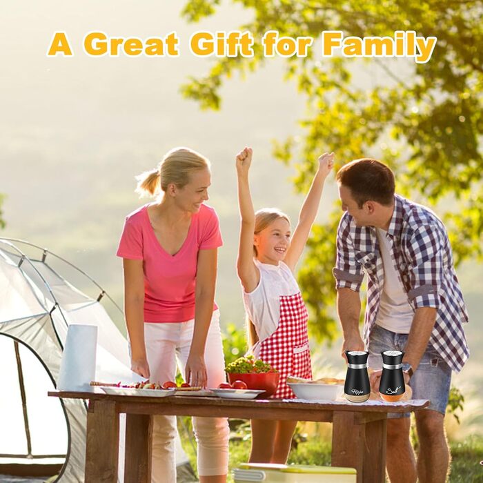 Набір для солі та перцю з нержавіючої сталі, скляне дно, чорний колір, для кухні, грилю, BBQ, кемпінгу