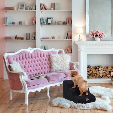 Сходинки для собак та котів Relaxdays, 3 сходинки, чорного кольору, розмір 33 x 41 x 54 см