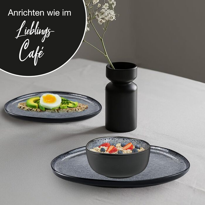 Набір органічних мюслі-мисок Moritz & Moritz (6 шт.), сірий колір, 500 мл, кераміка, сучасний дизайн, стійкі до миття в посудомийній машині