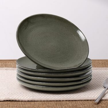 Набір посуду Tempus Serie для 6 осіб, 18 предметів, керамічний, темний оливковий, безпечний у мікрохвильовій печі та посудомийній машині