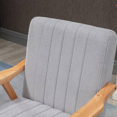 HOMCOM Ear Chair Upholstered Chair with Armrests Lounge Chair Relax Chair Scandinavian Design Rubberwood Legs Light Grey for Living Room & Relaxation