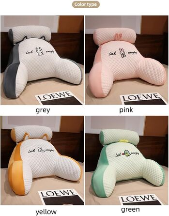 Підголовник для ліжка та дивана LANPEW з підлокітниками. Ергономічне крісло для читання для дорослих. Дихаюче крісло для читання з знімним чохлом. Для читання, роботи. (Наповнювач з бобів, сірий, 80 * 60 см)