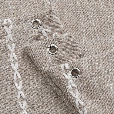 Штора для ванни в стилі Бохо, штучний льон з вишивкою, бежева, текстильна