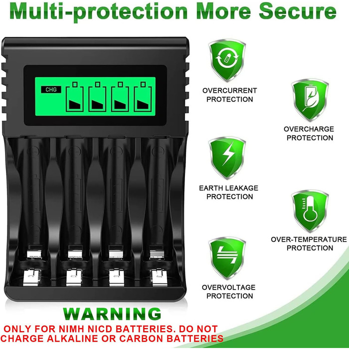 Швидкий зарядний пристрій PowerOWL для акумуляторів NI-MH/NI-CD AA/AAA з LCD-дисплеєм та USB