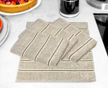 Lashuma Striped Towels 50x50 cm for the Kitchen, Lucerne Kitchen Towels Beige