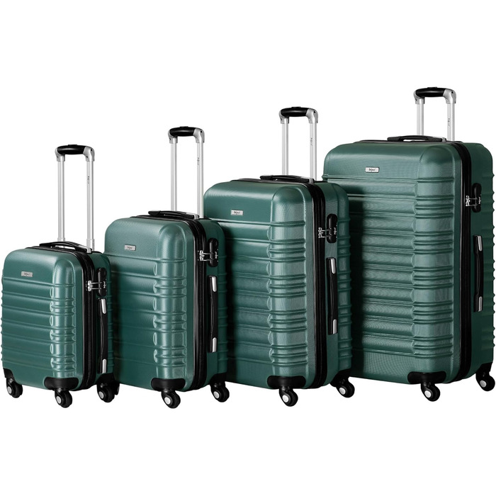 Набір валіз Zelsius 4 шт. Рожевий | ABS валізи з кодовим замком, 4 колеса та внутрішній роздільник | Ручна валіза, набір валіз 4 шт., роулер, велика валіза (петролево-зелений)