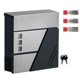 Поштовий ящик настінний SONGMICS з оглядовим вікном, замок, сріблясто-антрацитовий GMB053G01