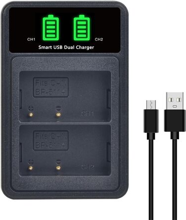 Акумулятор DuraPro 2X BP-511A BP-511 для Canon EOS 5D, 10D, 20D, 30D, 40D, 50D, 300D, D30, D60, Rebel, PowerShot G1, G2, G3, G5, G6, Pro 1, Pro 90, 90IS + LCD-Dual-USB-зарядний пристрій